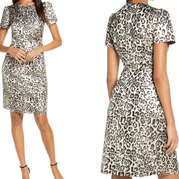 Rachel Parcell Dresses & Skirts - Rachel Parcell Metallic Leopard Print Puff Sleeve Dress